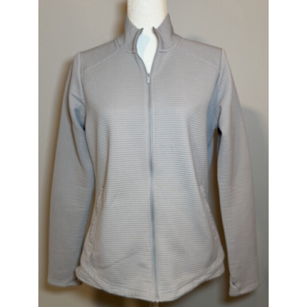 Adidas Golf Women's Essentials Layer Ribbed Full Zip Jacket Light Gray Medium